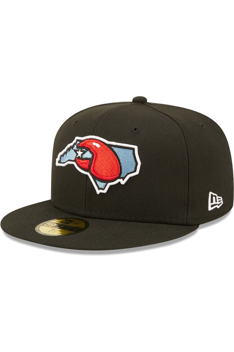 Men's New Era Black Hickory Crawdads Authentic Collection Road 59FIFTY Fitted Hat, Main, color, Black