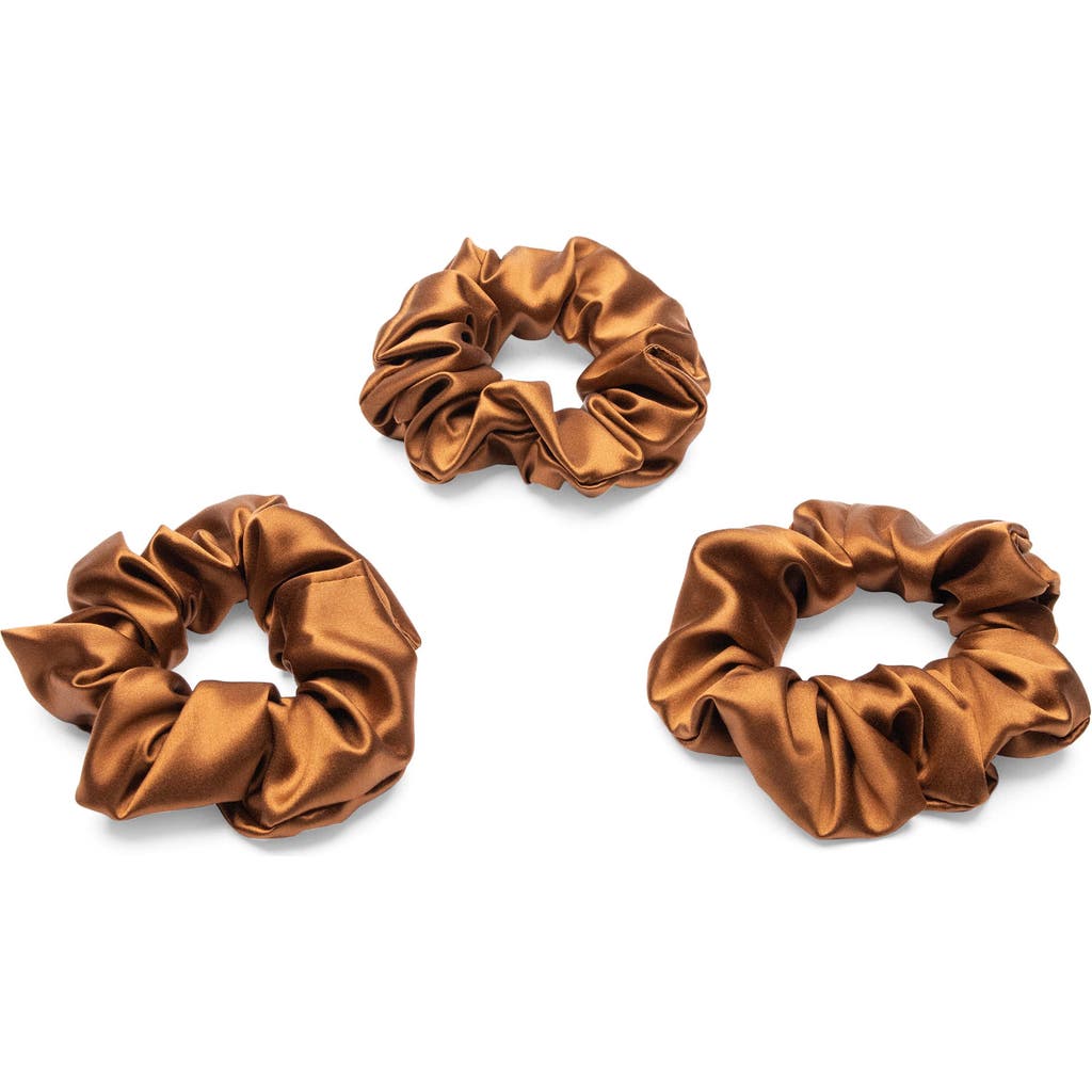 BLISSY 3-Pack Silk Scrunchies in Bronze  product