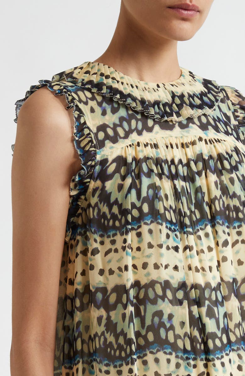 Ulla Johnson Miri Pleated Ruffle Silk Shift Dress, Alternate, color, 