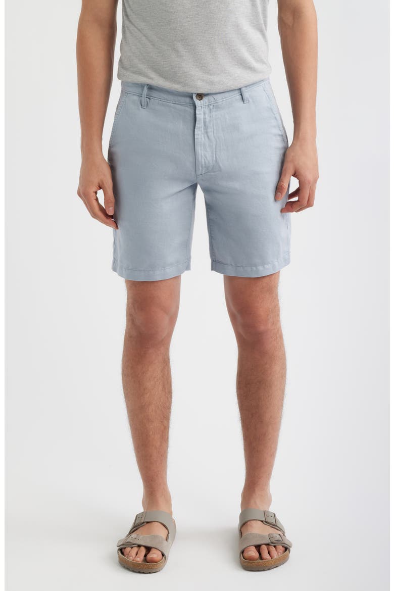 Wanderer Linen & Cotton Chino Shorts, Main, color, SMOKY SAPPHIRE