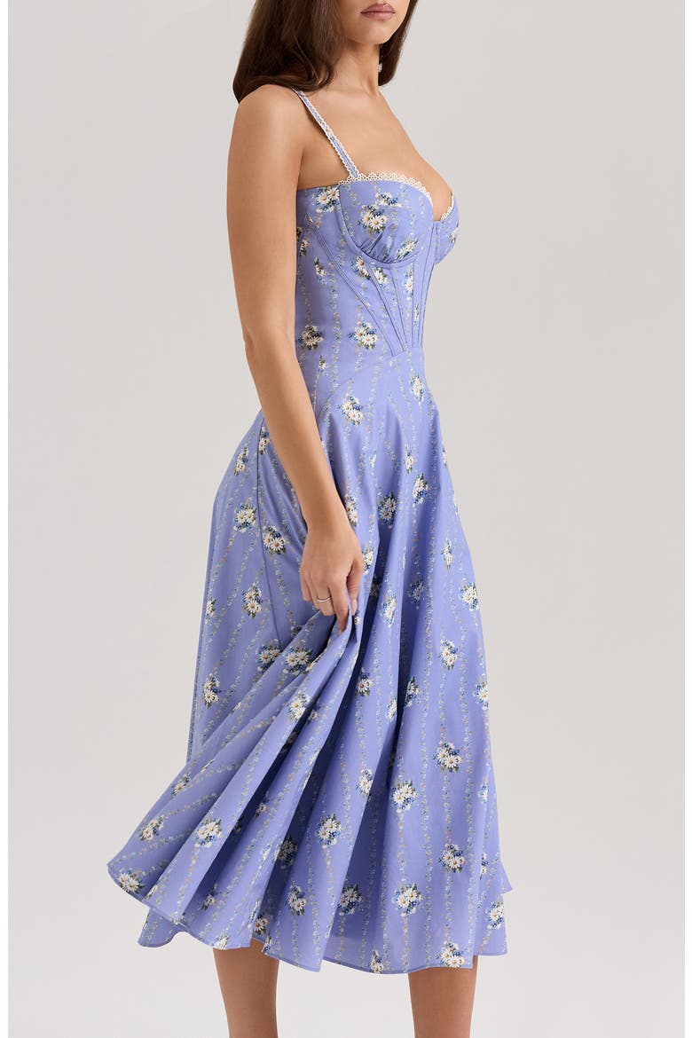 Steffani Underwire Corset Midi Dress, Alternate, color, DAISY STRIPE BLUE