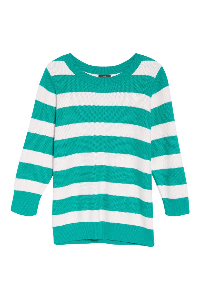x Atlantic-Pacific Three Quarter Sleeve Sweater, Alternate, color, GREEN- PINK STRIPE