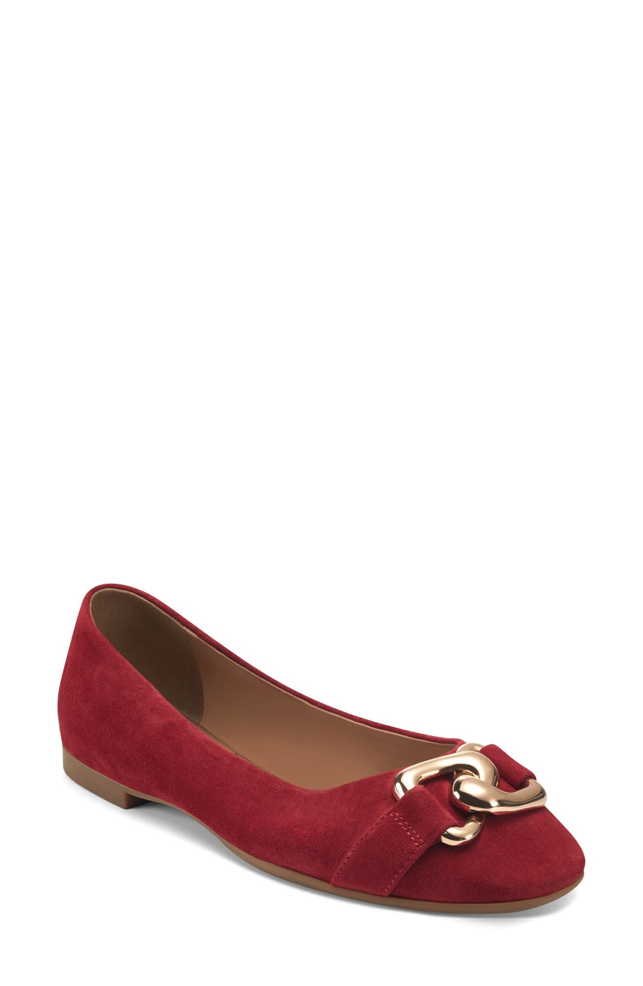 Candice Chain Flat, Main, color, RED SUEDE