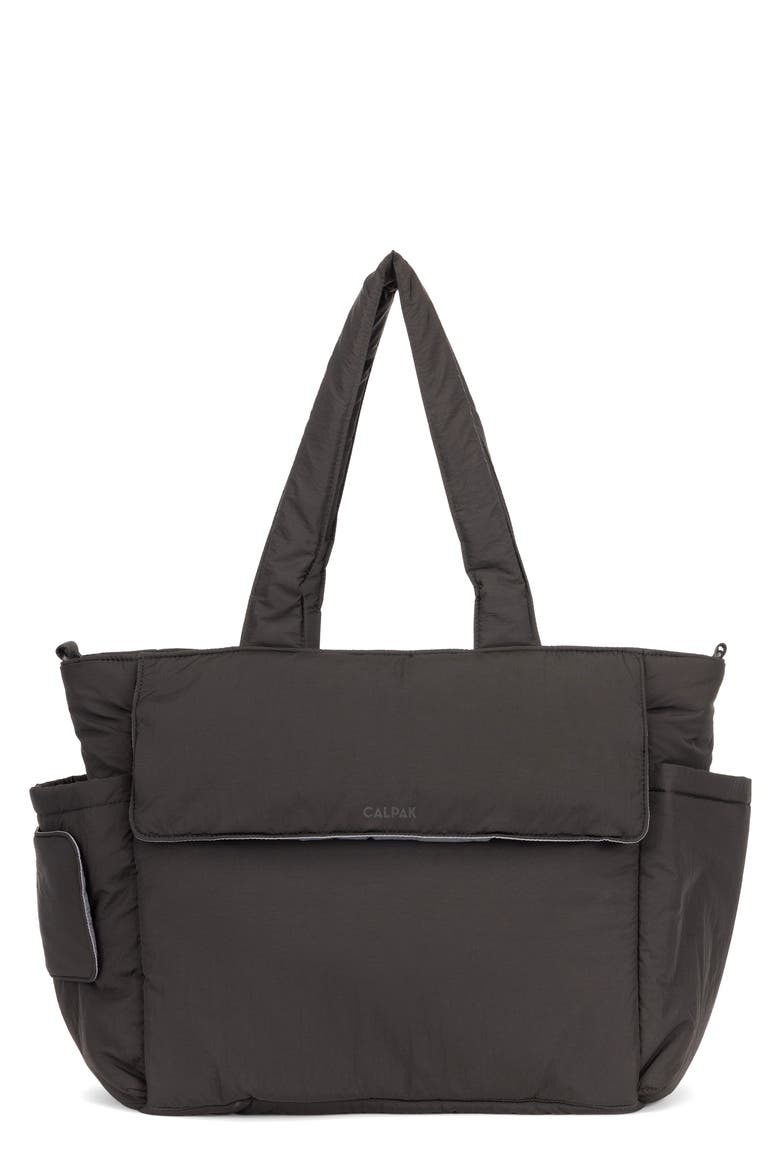 Diaper Tote with Laptop Sleeve, Main, color, BLACK