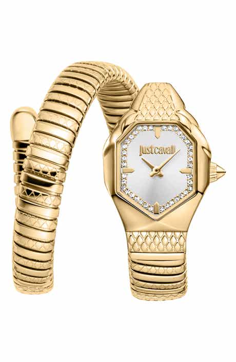 Just Cavalli Snake Wraparound Bracelet Watch, 22mm x 34.5mm