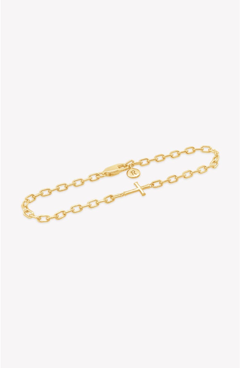 Rizen Jewelry Mini Chain Breaker Cross Bracelet, Alternate, color, 18K Gold Plated