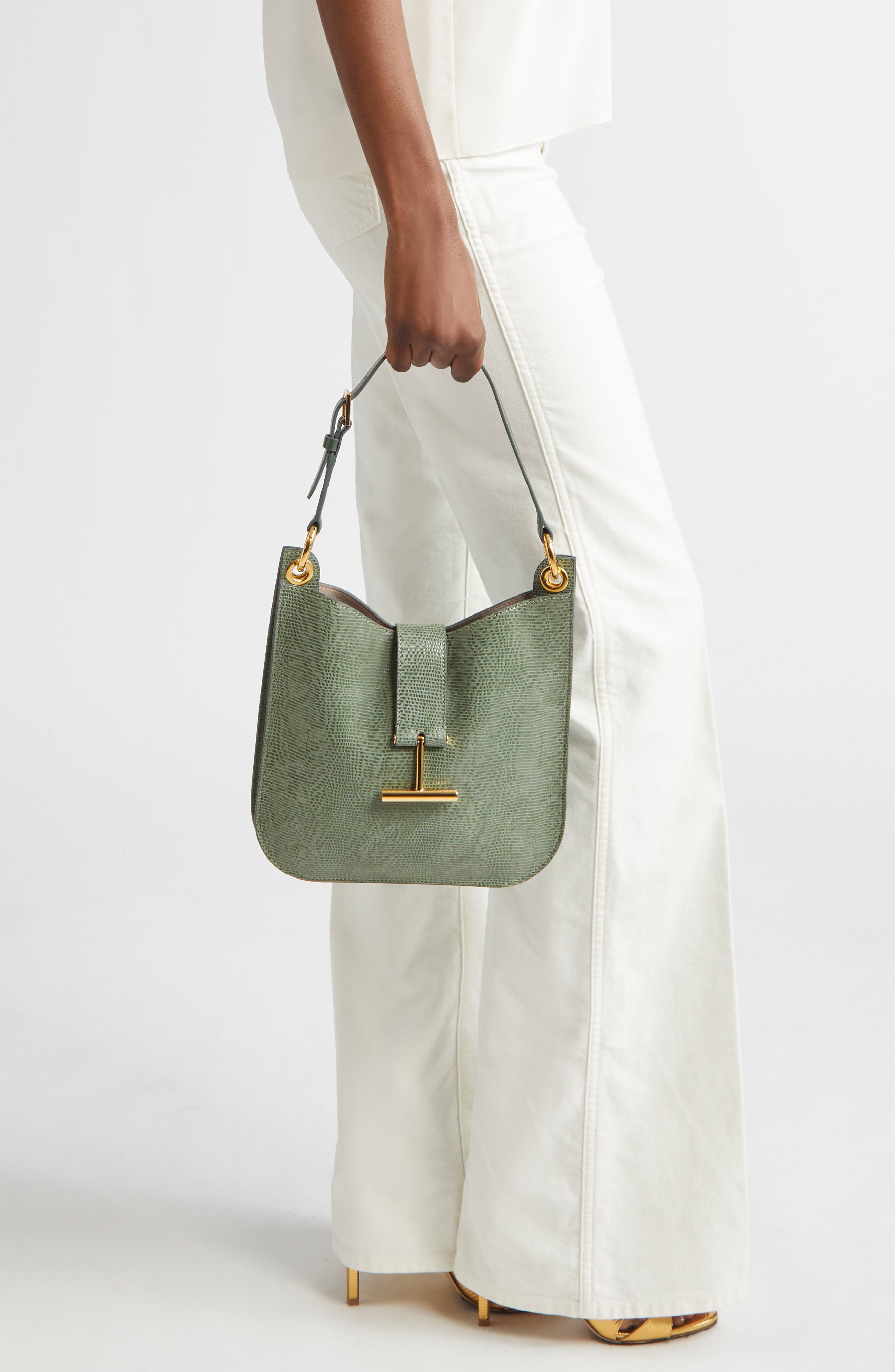 TOM FORD Small Tara Lizard Embossed Leather Top Handle Bag, Alternate, color, 