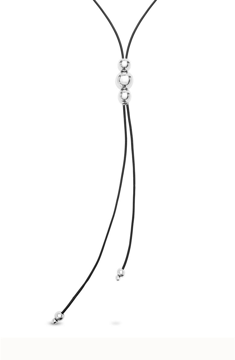 UNODE50 Triple-Bead Leather Necklace, Alternate, color, Silver