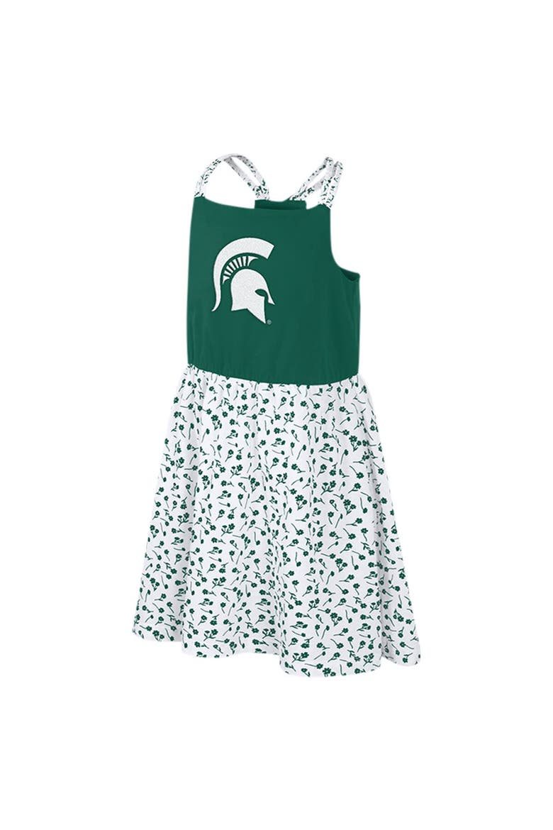 Girls Youth Colosseum Green/White Michigan State Spartans Robin Floral Dress, Alternate, color, Green
