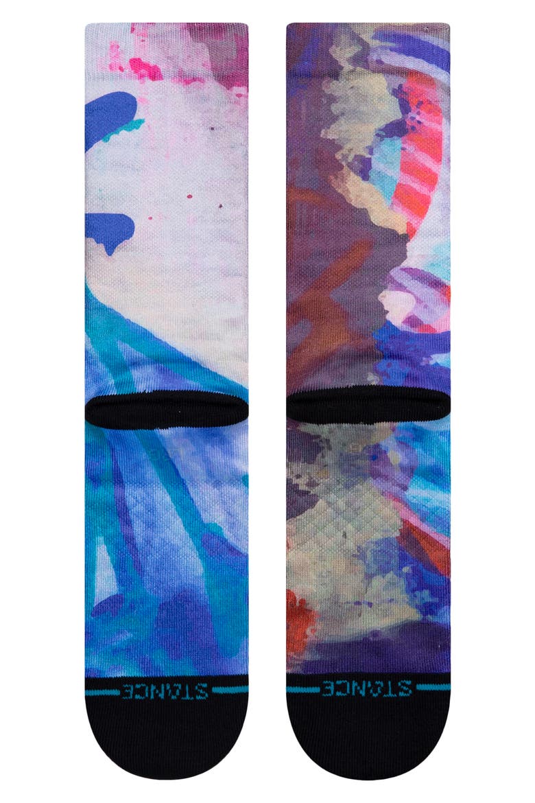 Stash Wall Crew Socks, Alternate, color, BLUE