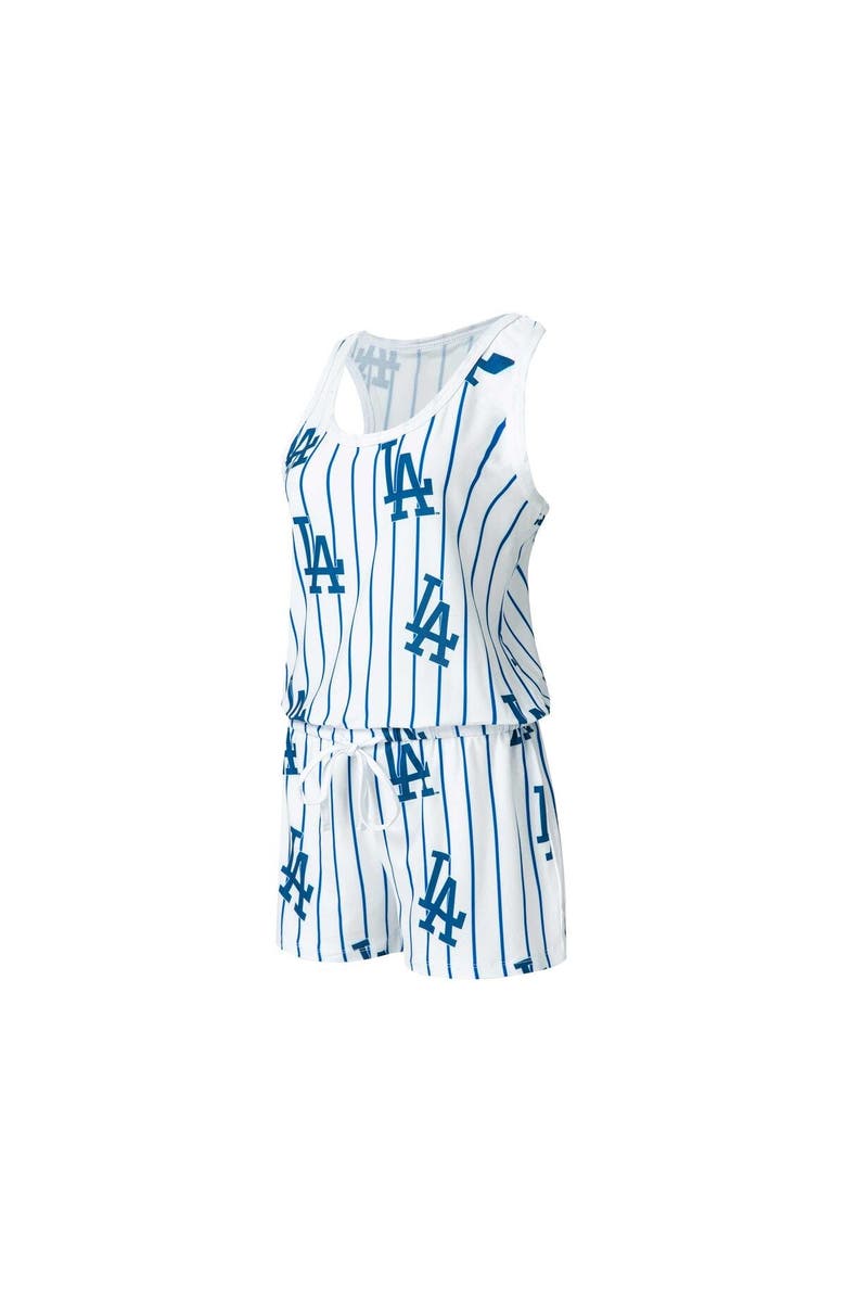 CONCEPTS SPORT Women's Concepts Sport White Los Angeles Dodgers Reel Pinstripe Knit Romper, Alternate, color, White
