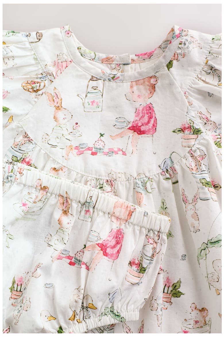Kids' Flutter Sleeve Cotton Dress & Bloomers Set, Alternate, color, WHITE