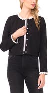 CeCe Faux Pearl Floral Trim Jacket