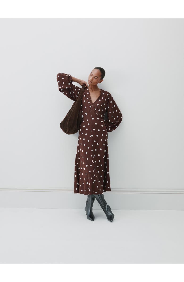 Hush Grace V-Neck Long Sleeve Dress, Alternate, color, Polka Dot Brown