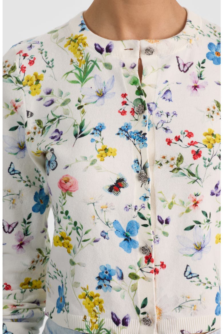 Carson Floral Cotton Blend Cardigan, Alternate, color, TWISTING VINES OFF WHITE