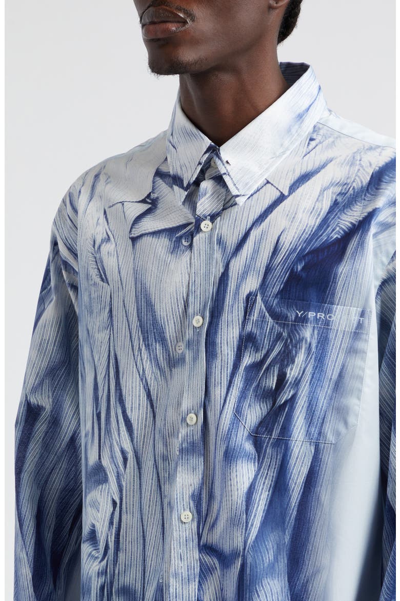 Compact Trompe l'Oeil Button-Up Shirt, Alternate, color, LIGHT BLUE