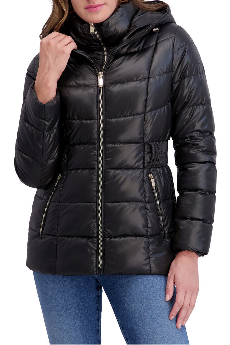 Hooded Puffer Jacket, Main, color, BLACK
