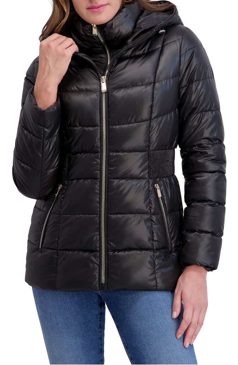 Kensie Hooded Puffer Jacket, Main, color, Black