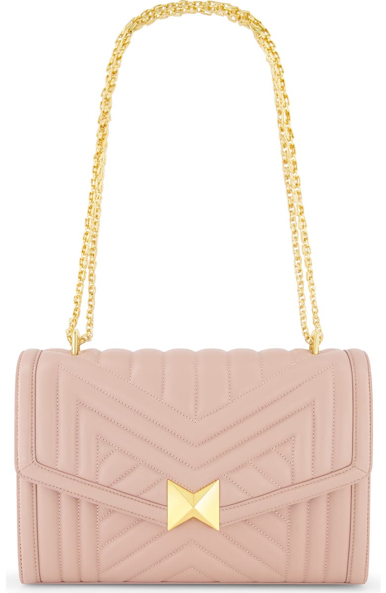 Mac Duggal Gold Plated Hardware Quilted Napa Leather Handbag, Main, color, Rose