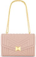 Mac Duggal Gold Plated Hardware Quilted Napa Leather Handbag
