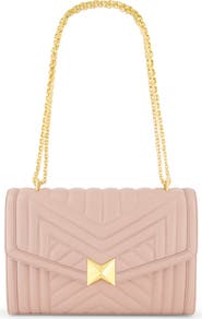 Mac Duggal Gold Plated Hardware Quilted Napa Leather Handbag