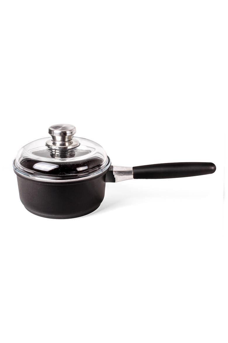 Eurocast Cast Aluminum Nonstick Saucepan with Lid, Main, color, BLACK