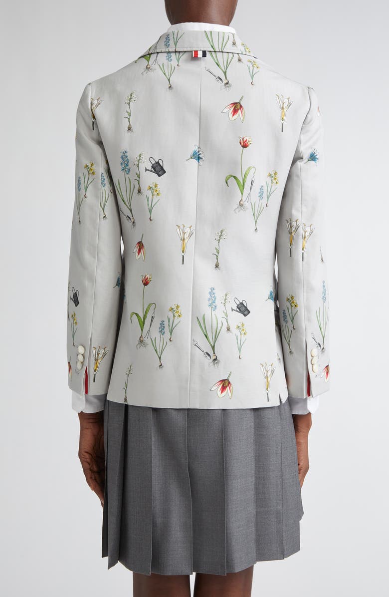 Thom Browne Fit 1 Botanical Print Cotton & Linen Blazer, Alternate, color, Medium Grey