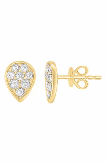 14K Gold Diamond Teardrop Stud Earrings
