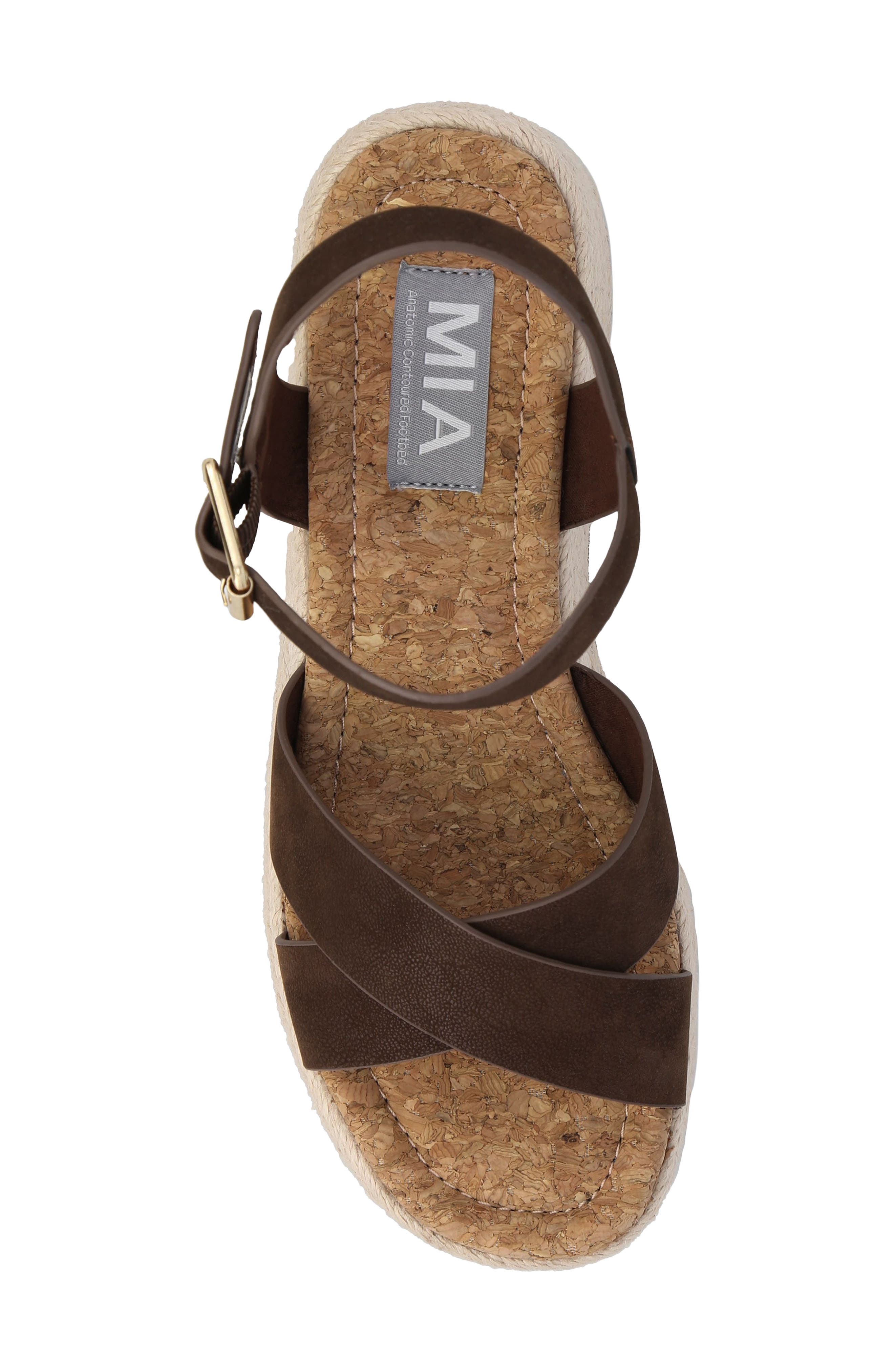 MIA Nikky Ankle Strap Platform Wedge Sandal, Alternate, color, Chocolate