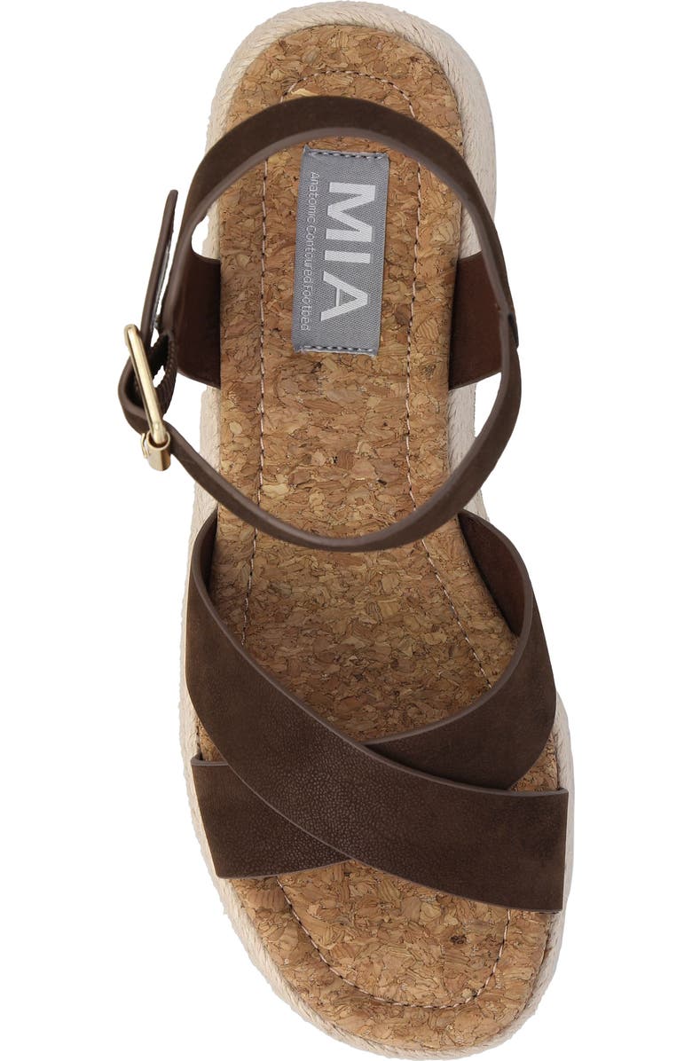 MIA Nikky Ankle Strap Platform Wedge Sandal, Alternate, color, Chocolate