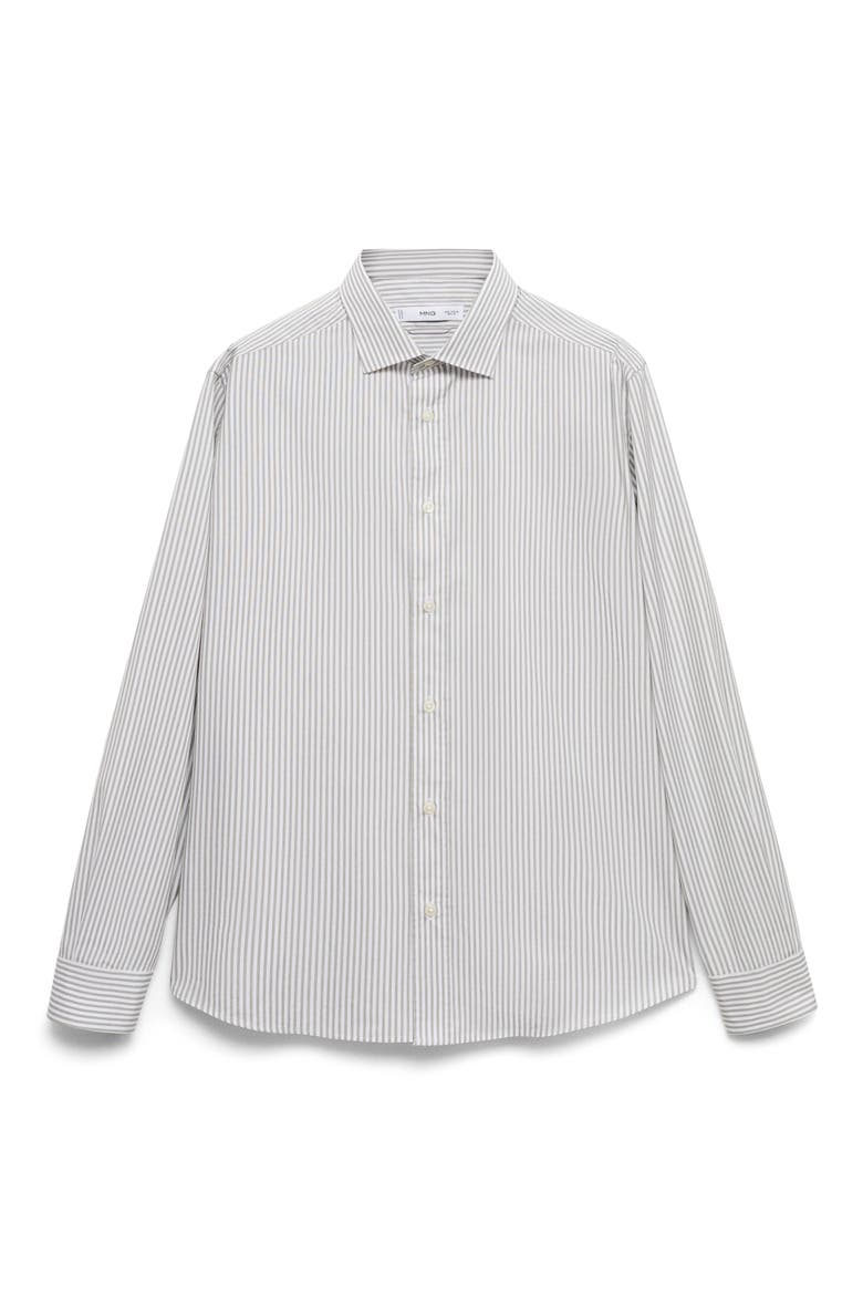 Regular Fit Stripe Cotton Button-Up Shirt, Main, color, KHAKI