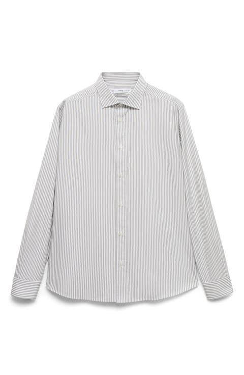 Regular Fit Stripe Cotton Button-Up Shirt