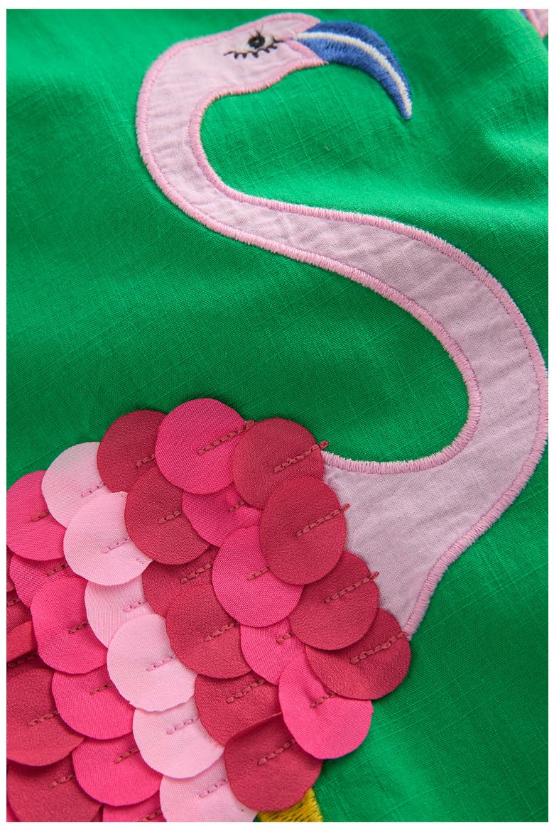 Kids' Appliqué Pull-On Pants, Alternate, color, GREEN FLAMINGOS