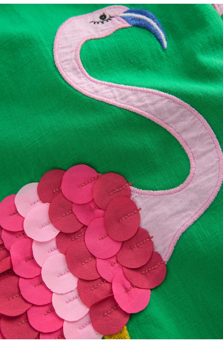 Mini Boden Kids' Appliqué Pull-On Pants, Alternate, color, Green Flamingos