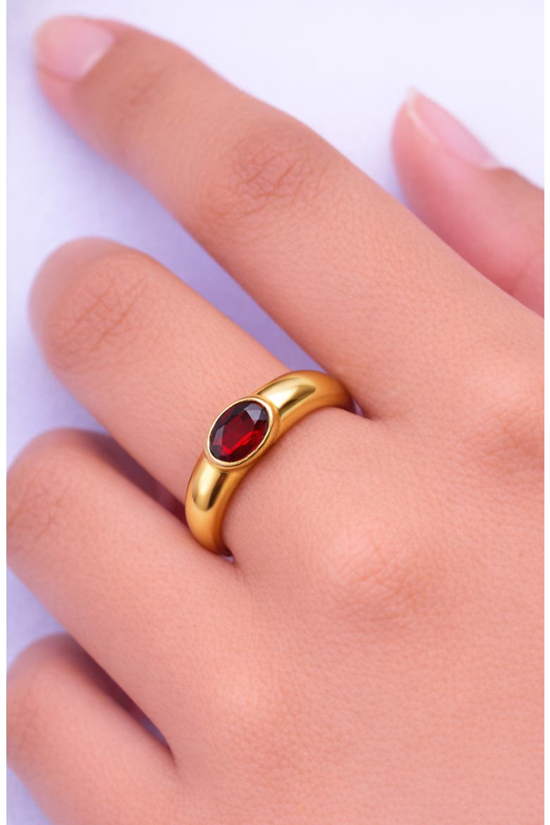 Oval Stone Chunky Ring, Alternate, color, GOLD /GARNET