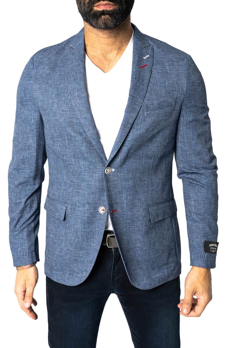Maceoo Descartes Unconstructed Static Blue Blazer, Main, color, Blue
