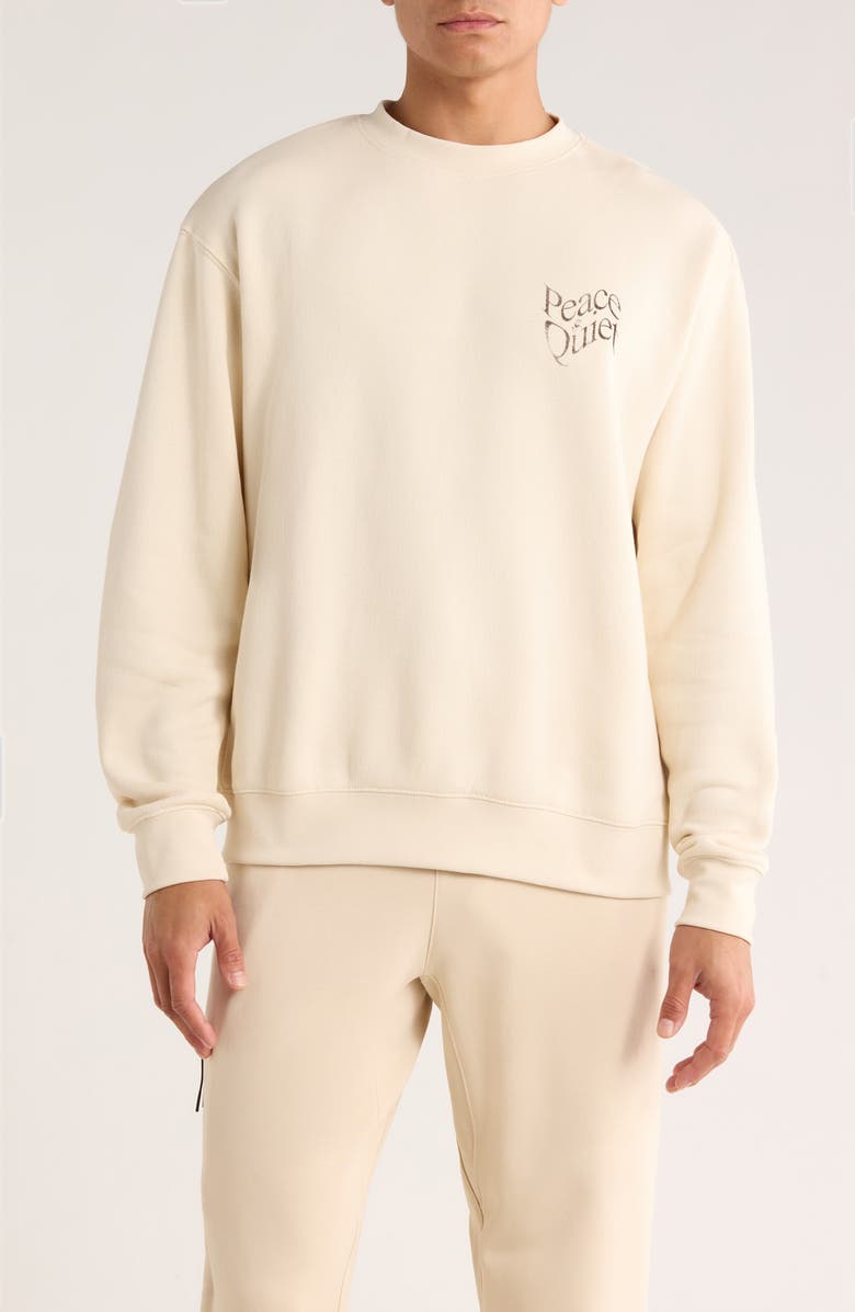 Museum of Peace & Quiet Warped Logo Cotton Crewneck Sweatshirt, Main, color, Bone