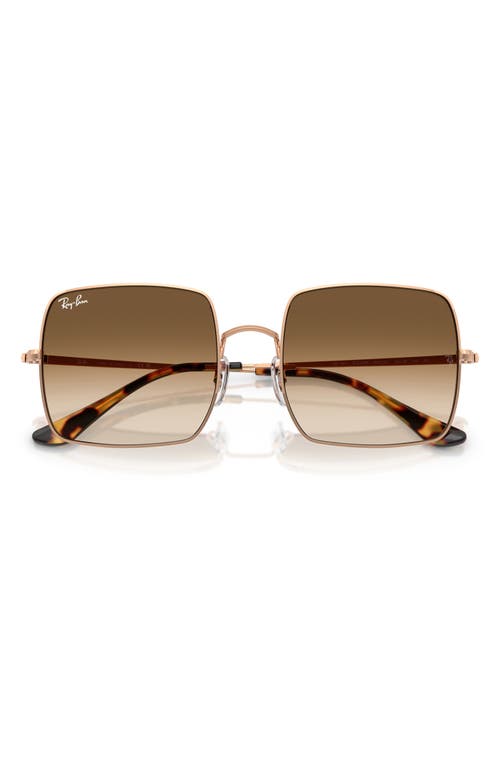 Ray Ban Square 1971 Classic Sunglasses Rose Gold Frame Brown Lenses 54-19 In Rose Gold