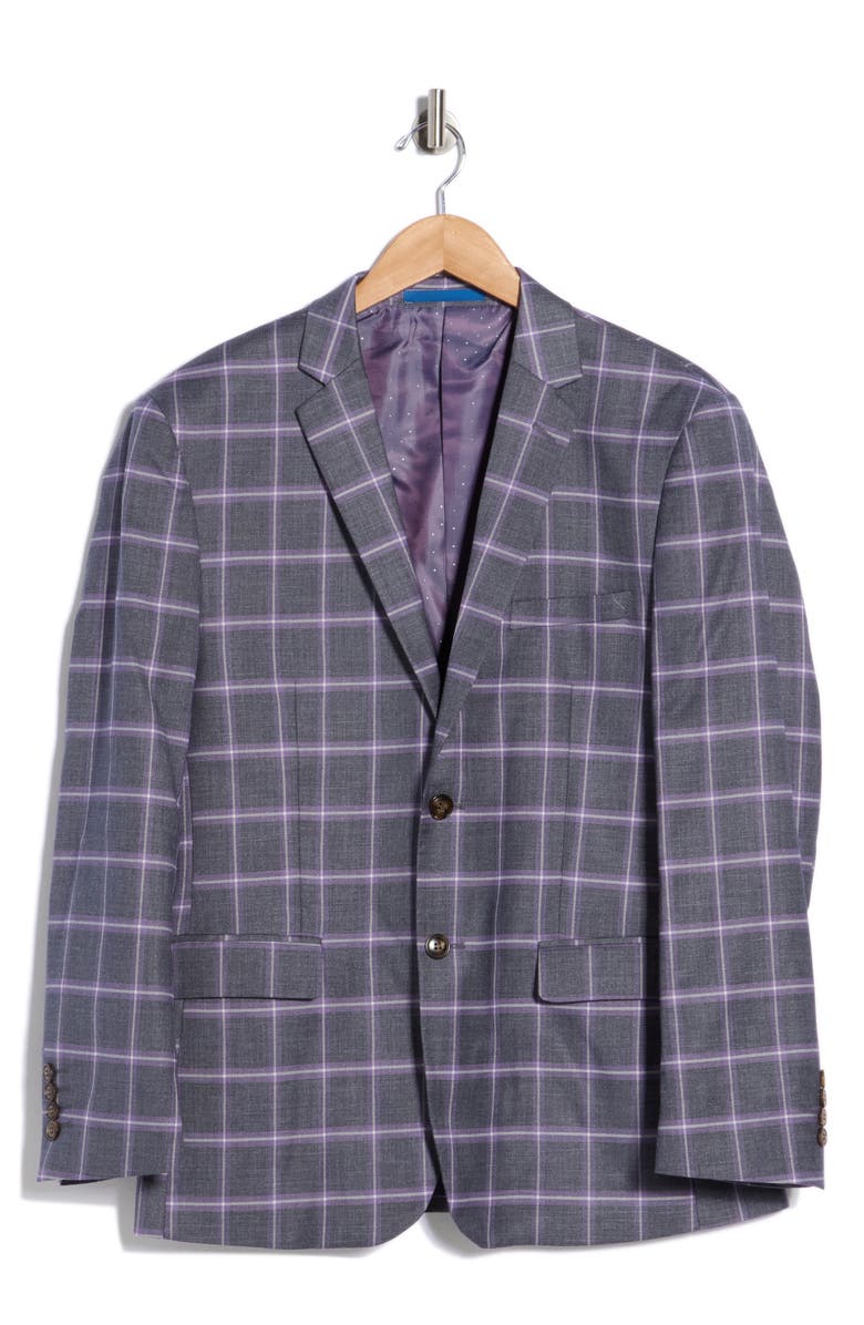 Gino Vitale Slim Fit Windowpane Blazer, Alternate, color, Charcoal