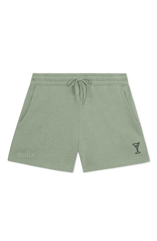 Dalix Womens Martini Midweight Washed Fleece Shorts In Green