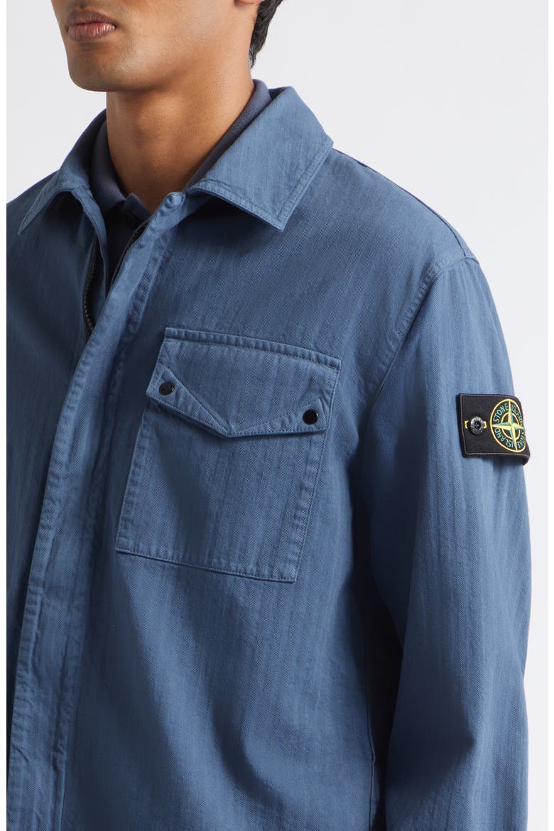 Compass Patch Cotton Herringbone Overshirt, Alternate, color, V002E SLATE BLUE