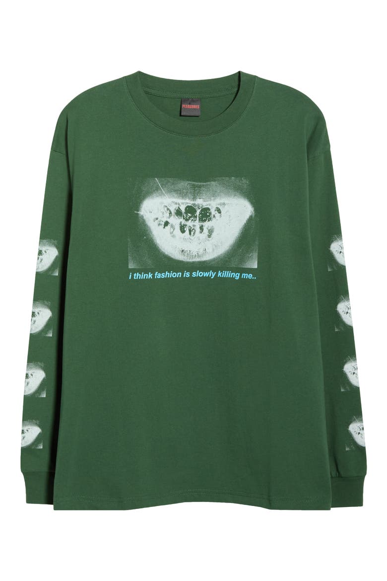 Decay Graphic Print Long Sleeve T-Shirt, Alternate, color, FOREST