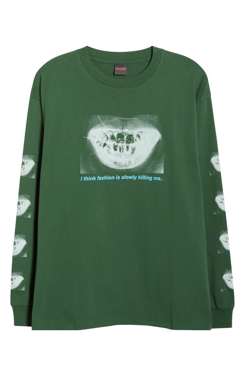 PLEASURES Decay Graphic Print Long Sleeve T-Shirt, Alternate, color, Forest