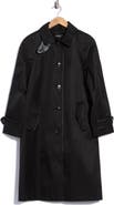 Lauren Ralph Lauren Faux Leather Trim Balmacaan Rain Coat