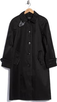 Lauren Ralph Lauren Faux Leather Trim Balmacaan Rain Coat