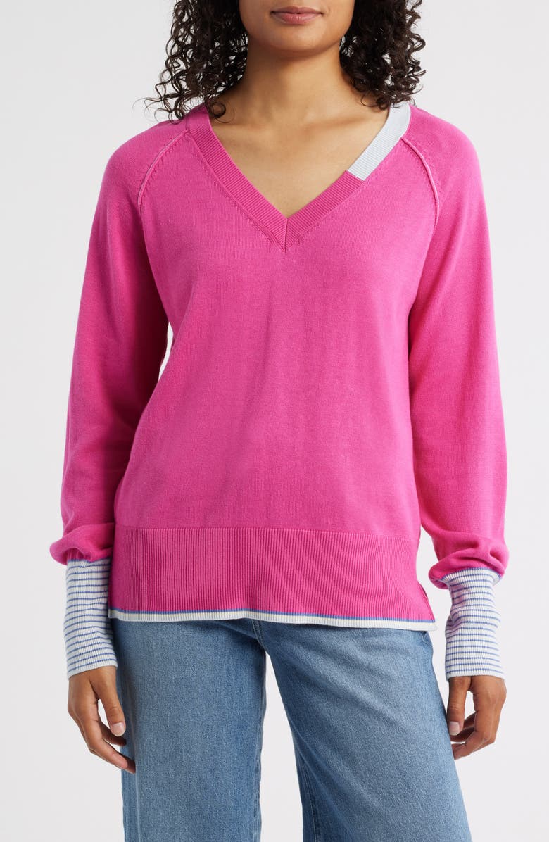 Hatley Cary V-Neck Sweater, Main, color, Pink