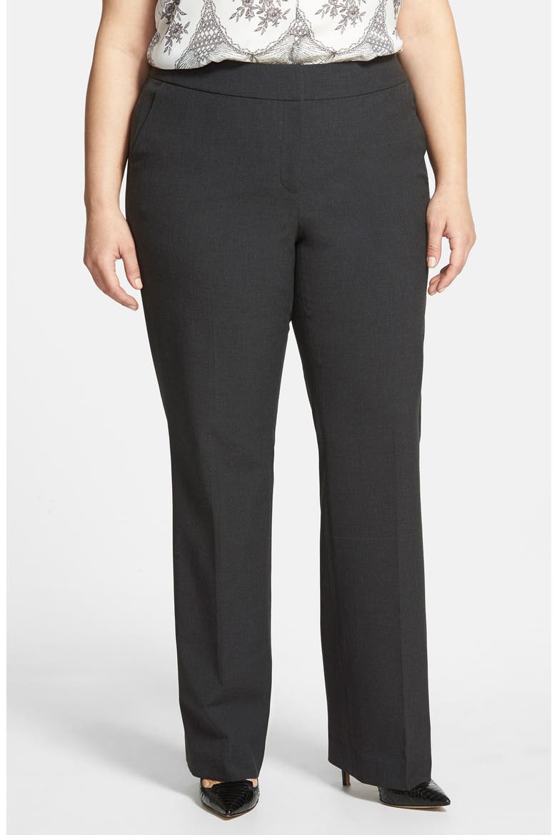 Curvy Fit Pants, Main, color, GREY CHARCOAL HEATHER