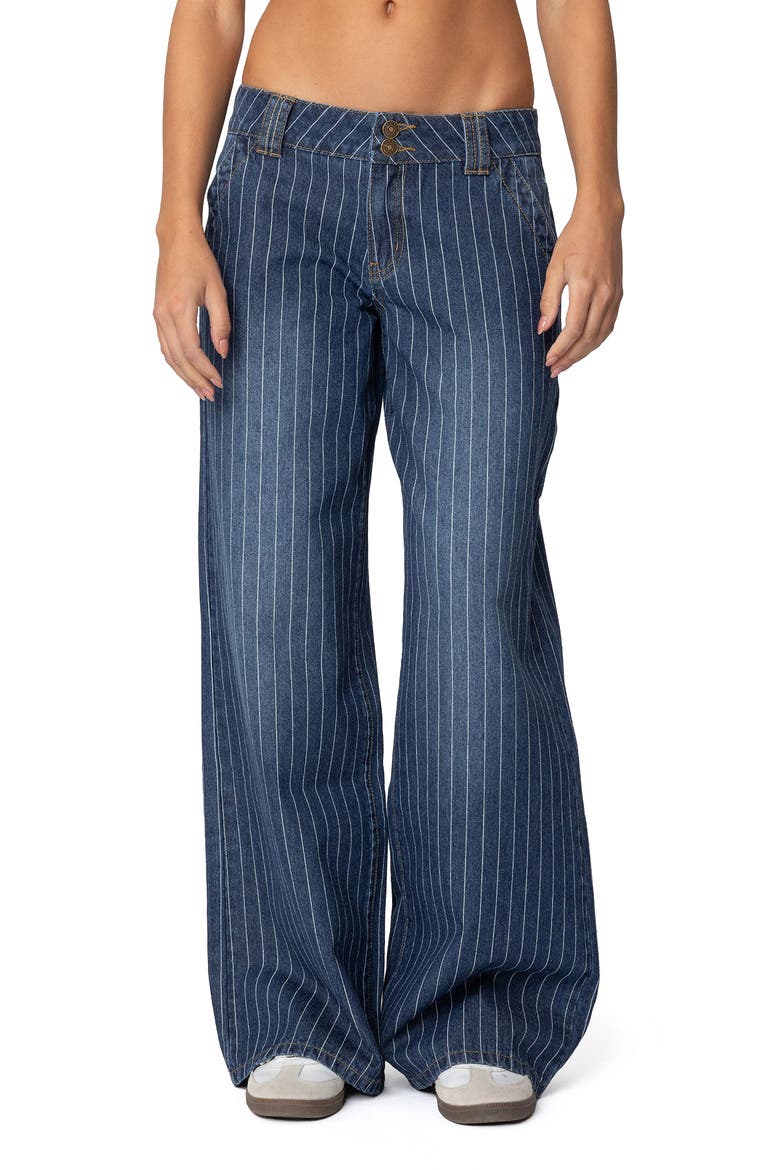 Cory Stripe Low Rise Wide Leg Jeans, Main, color, BLUE