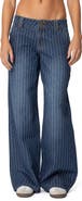 EDIKTED Cory Stripe Low Rise Wide Leg Jeans