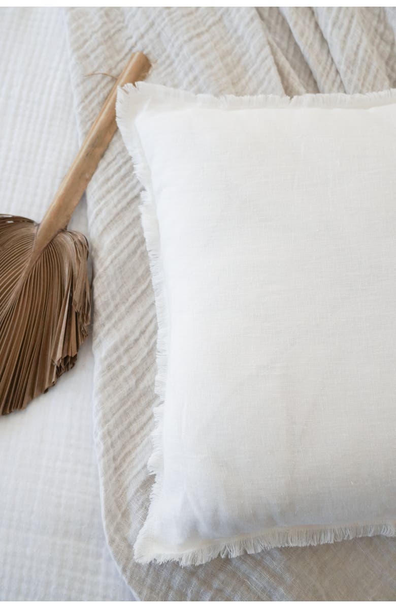 Anaya Bright Fringe So Soft Linen Pillows Cover Only, Alternate, color, White
